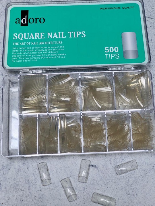 Uñas Press On Square Transparente x500